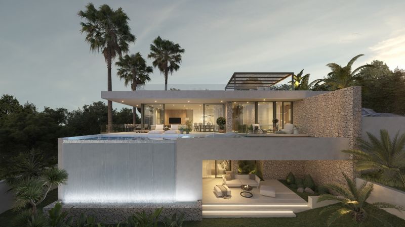 Villa de lujo en construccion con vistas al mar en Marbella.